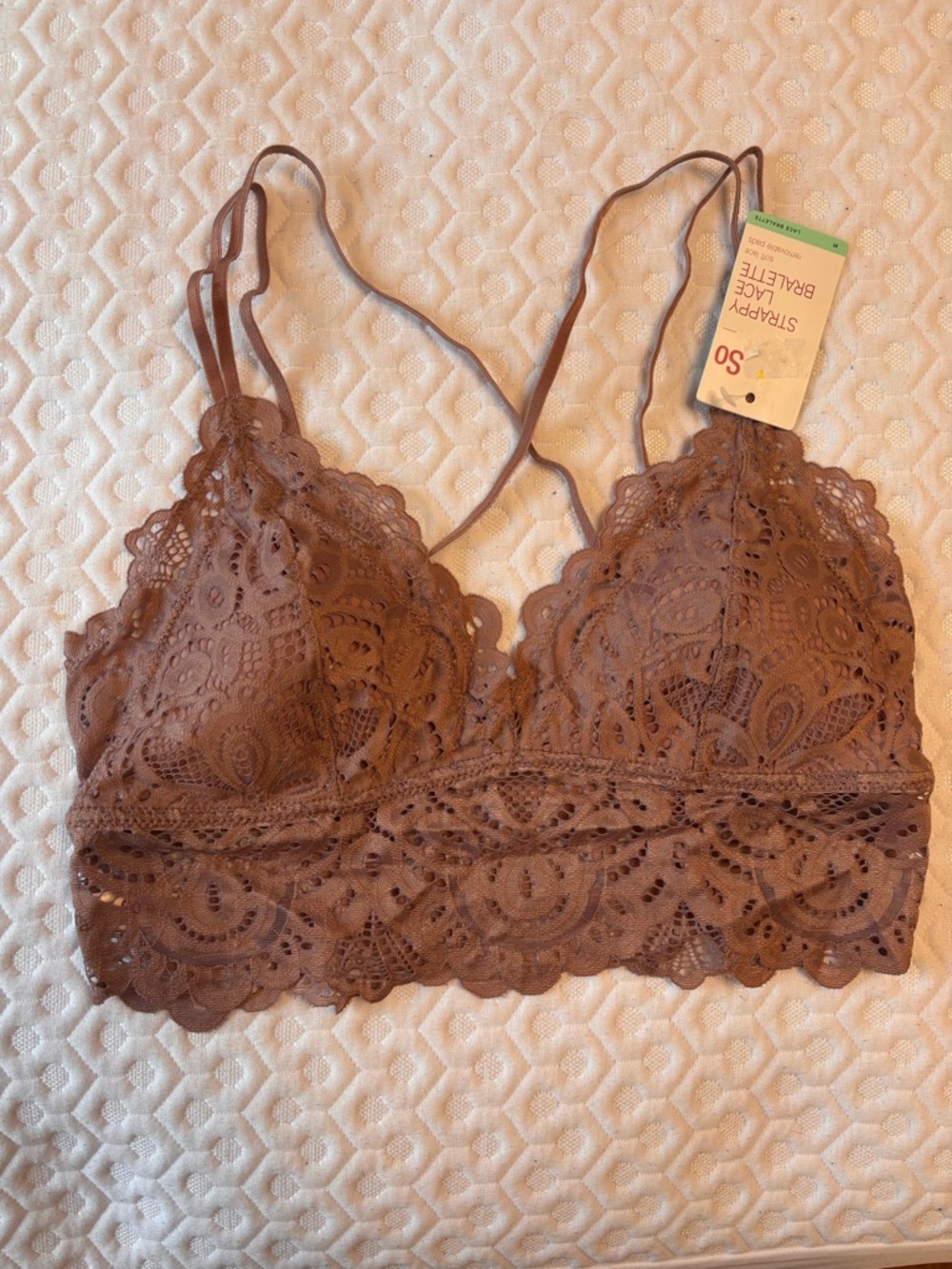 SO Lace Bralette in Dusty Brown. New